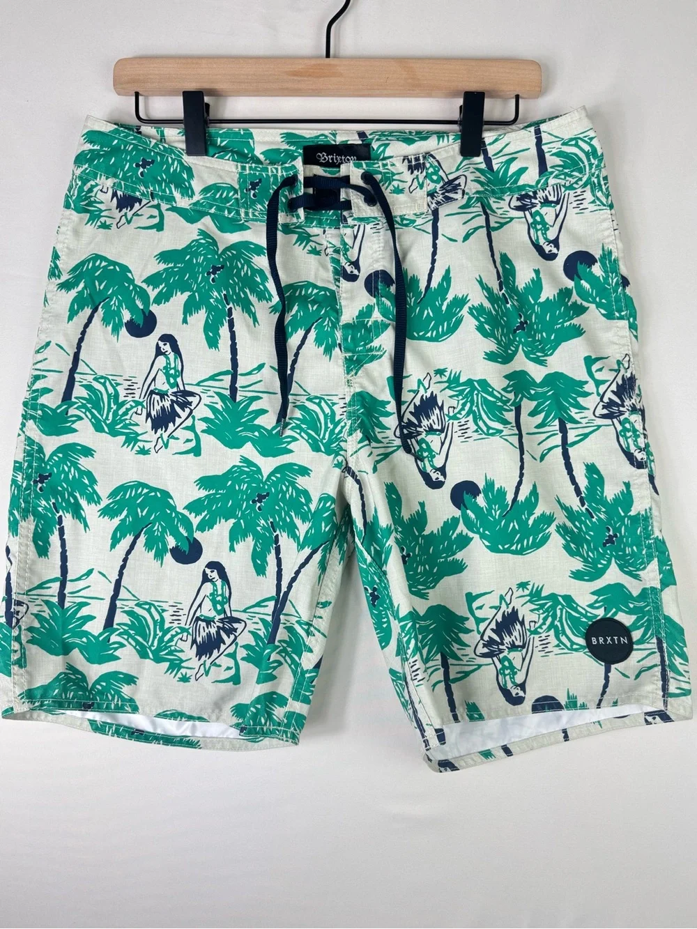 Brixton Teal Palm & Navy Hula Men’s Swim Shorts